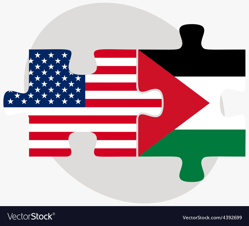 Usa and state of palestine flags in puzzle Vector Image
