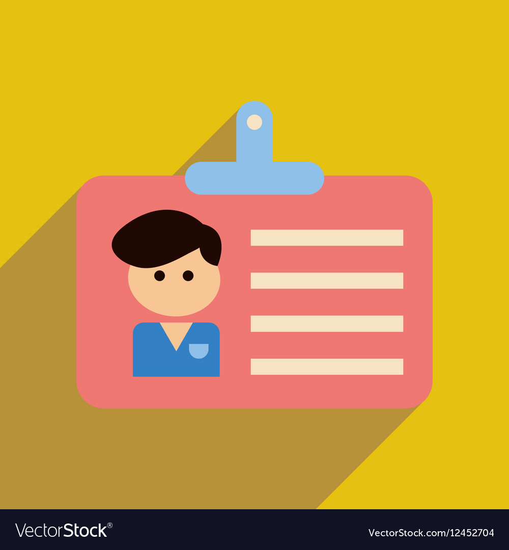 Flat web icon with long shadow identification Vector Image