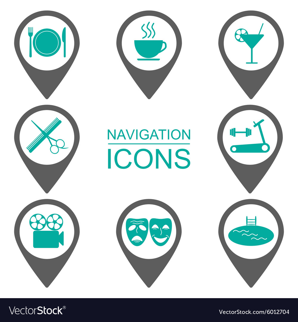 Navigation icons silhouette public