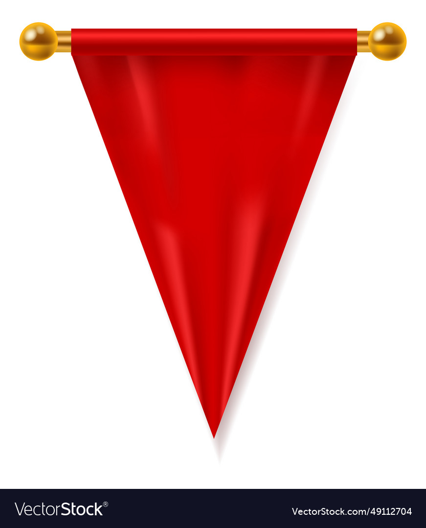 Red triangle pennant realistic cloth hanging Vector Image