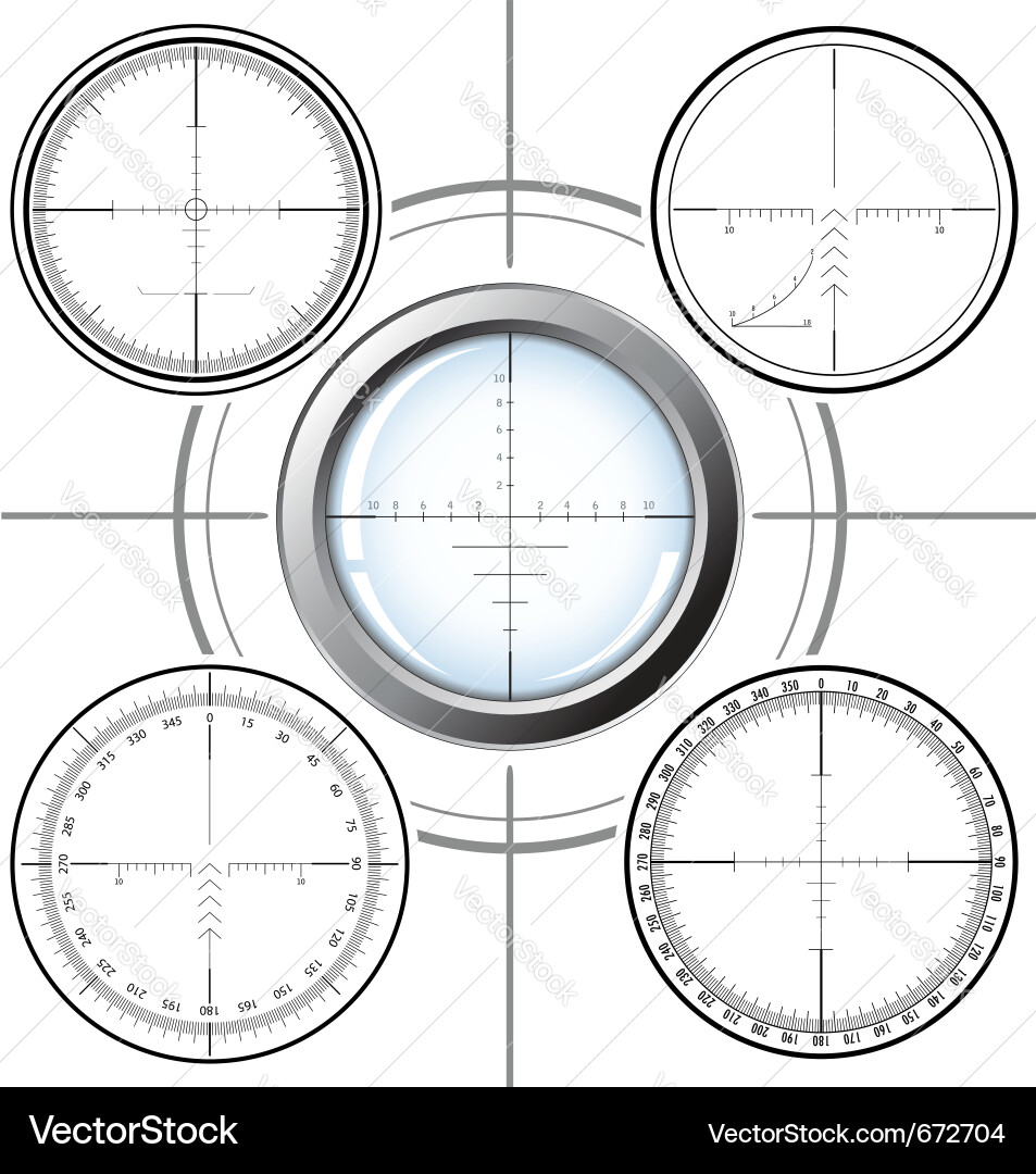 Set of sniper scopes over white background Vector Image