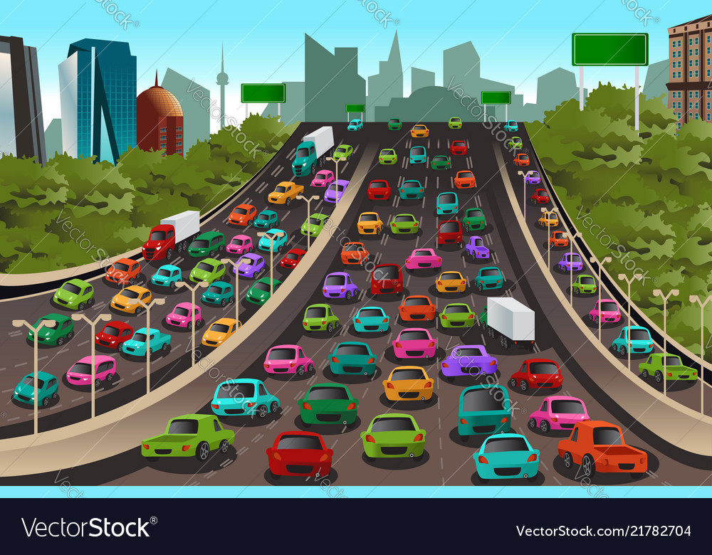 traffic-on-a-highway-royalty-free-vector-image