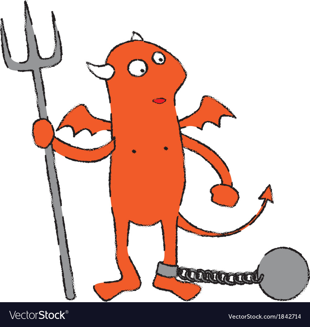 Chained devil cartoon