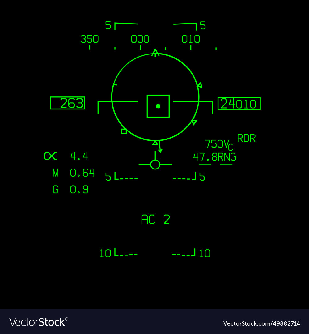 F 18 super hornet hud bvr mode view Royalty Free Vector