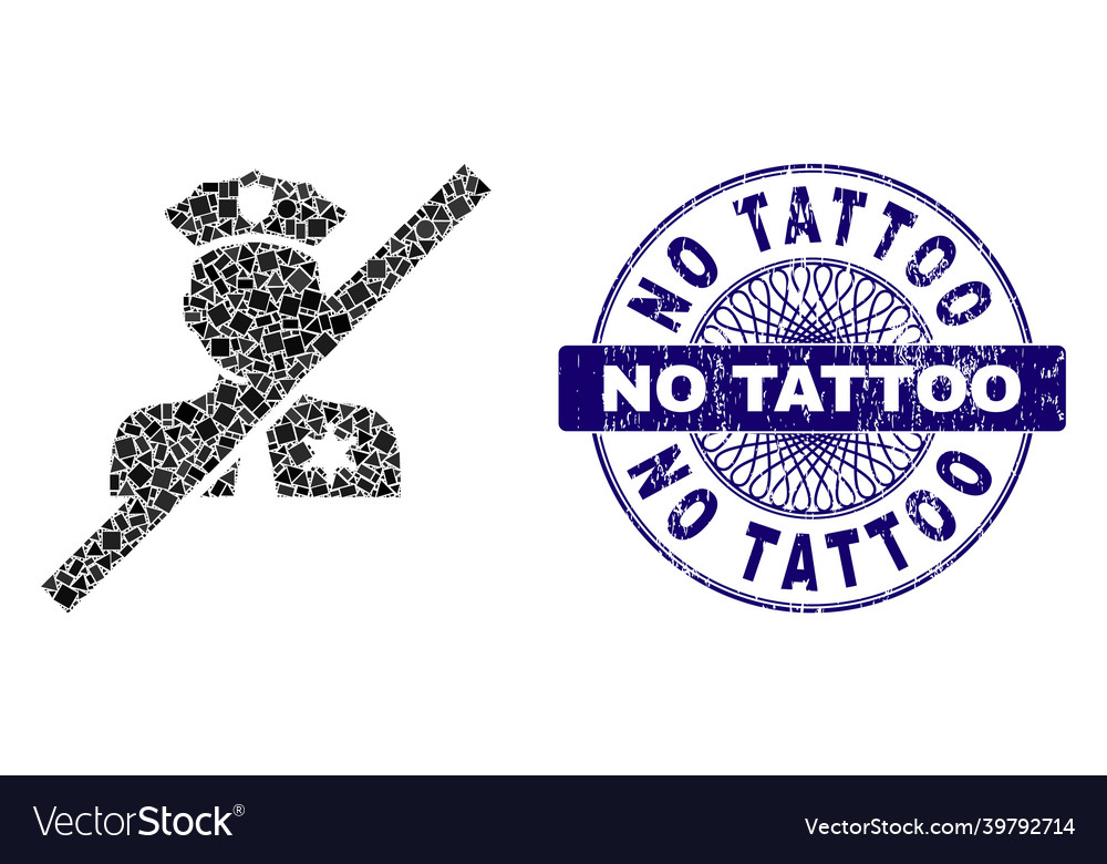 Grunge no tattoo stamp and geometric blacklisted Vector Image