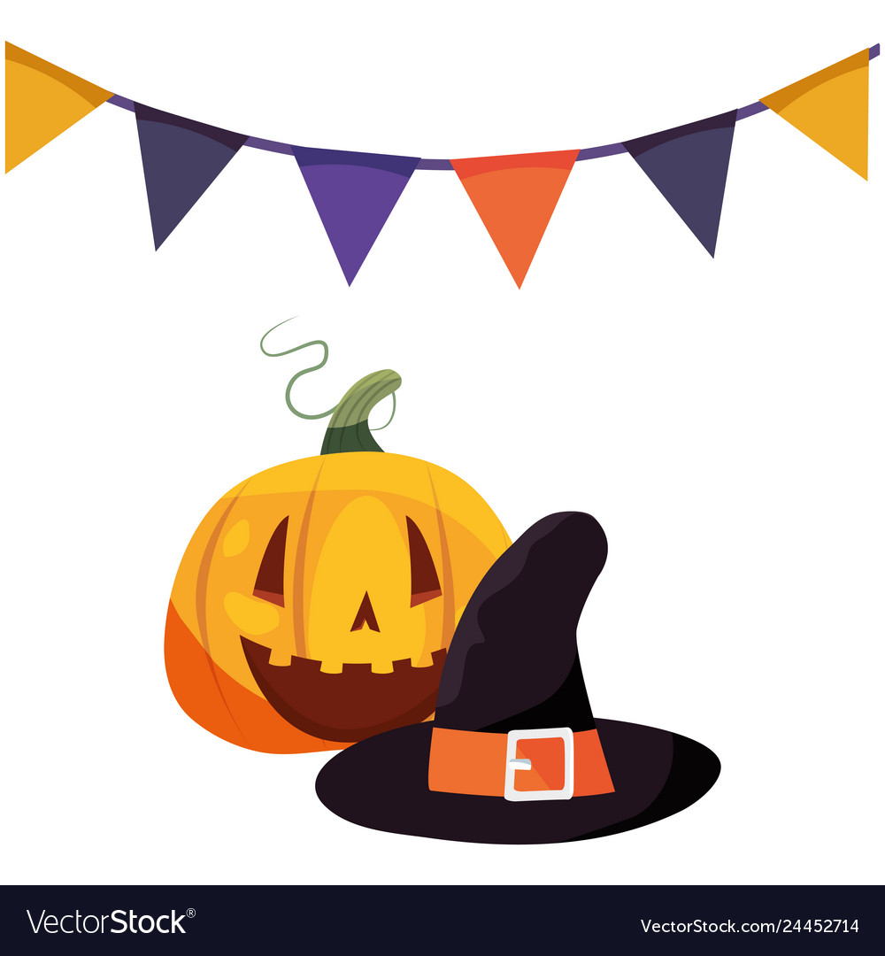 Halloween pumpkins and hat costume