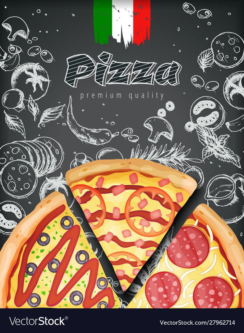 Italian pizza ads or menu with rich