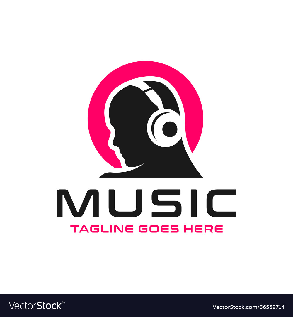 Logo listening to music with a headset Royalty Free Vector