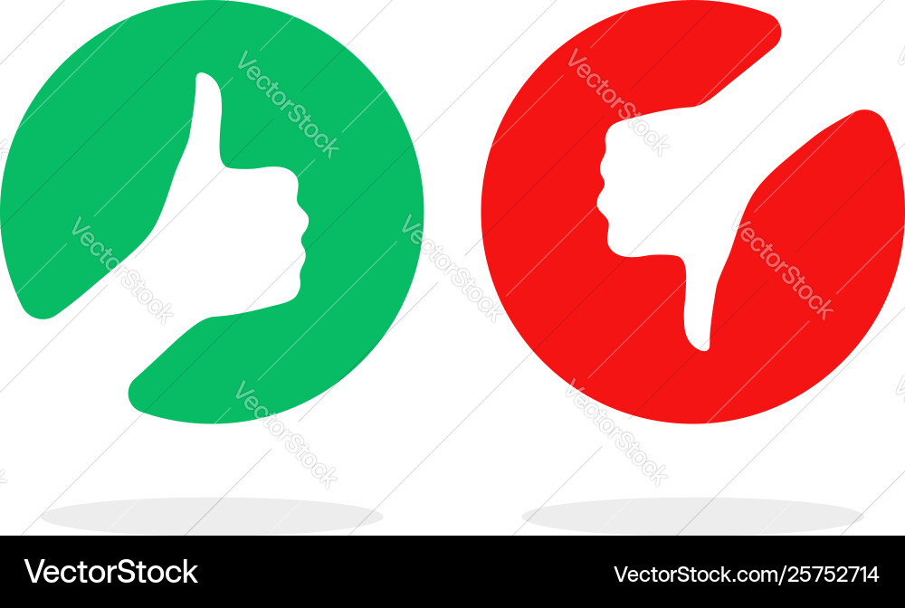 Round red and green thumbs up and down Royalty Free Vector