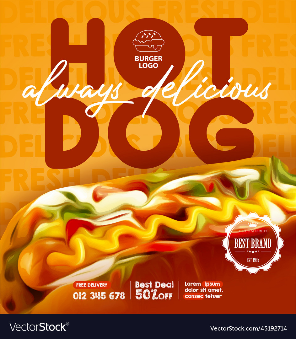 Tasty hot dog social media templates Royalty Free Vector