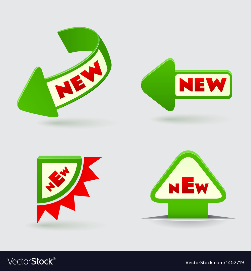 3d green arrow labels royalty free vector image