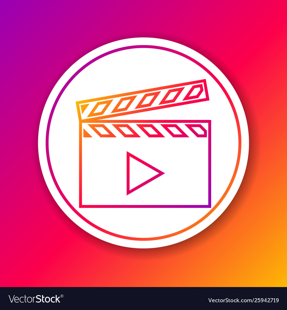 Color movie clapper line icon isolated on