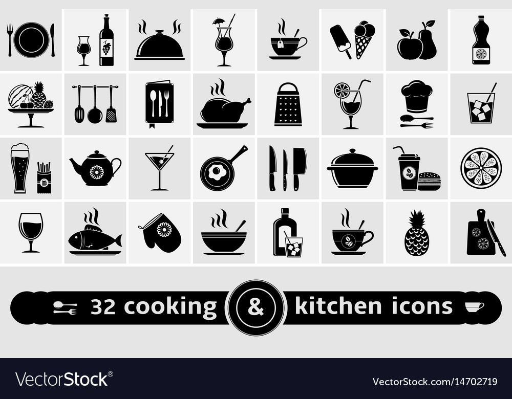 Cooking and kitchen icons set