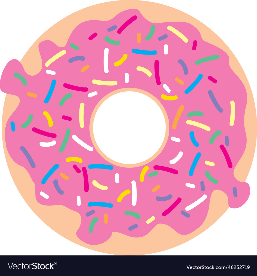 Donut with pink glaze and sprinkles Royalty Free Vector