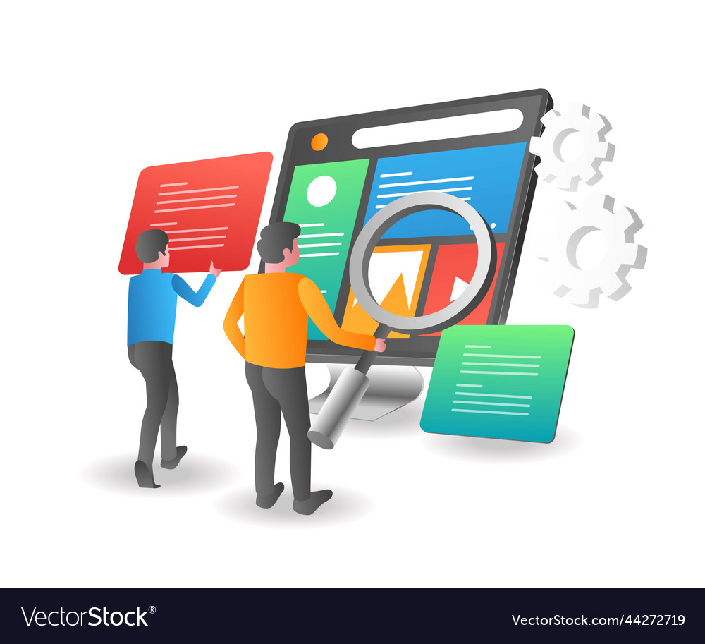 Flat isometric concept the man is maintaining