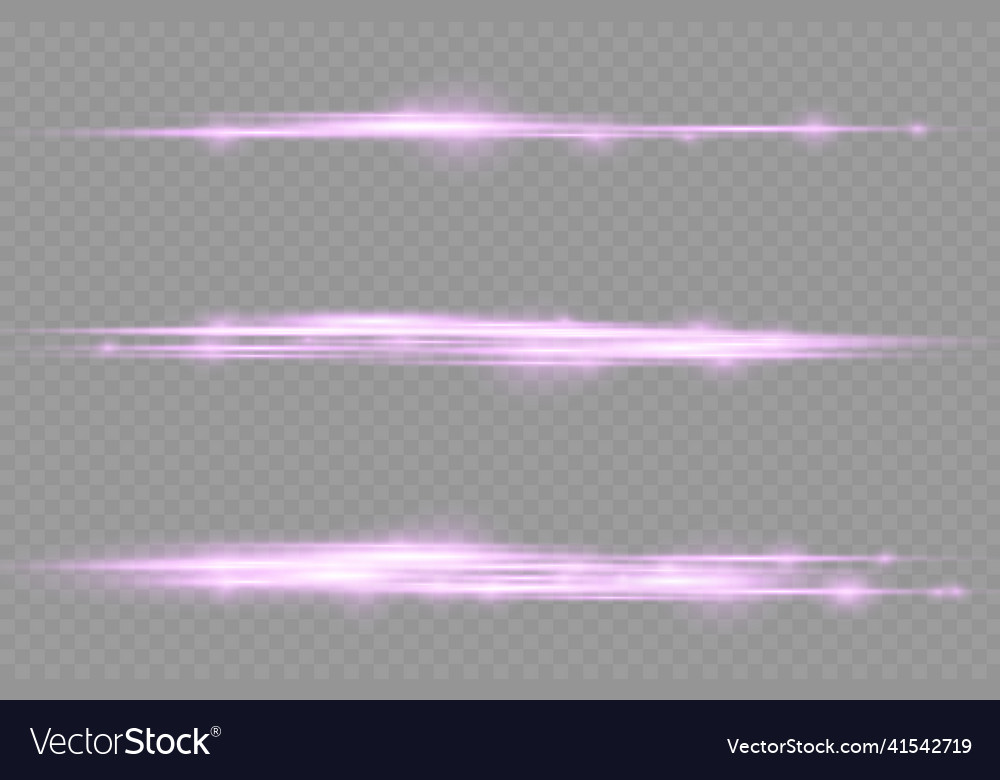 Horizontal violet light rays flash purple line Vector Image