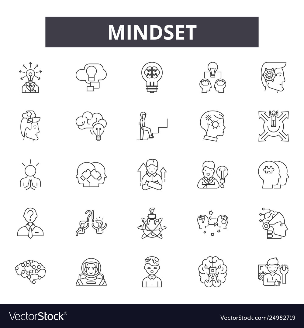 Mindset line icons signs set outline Royalty Free Vector