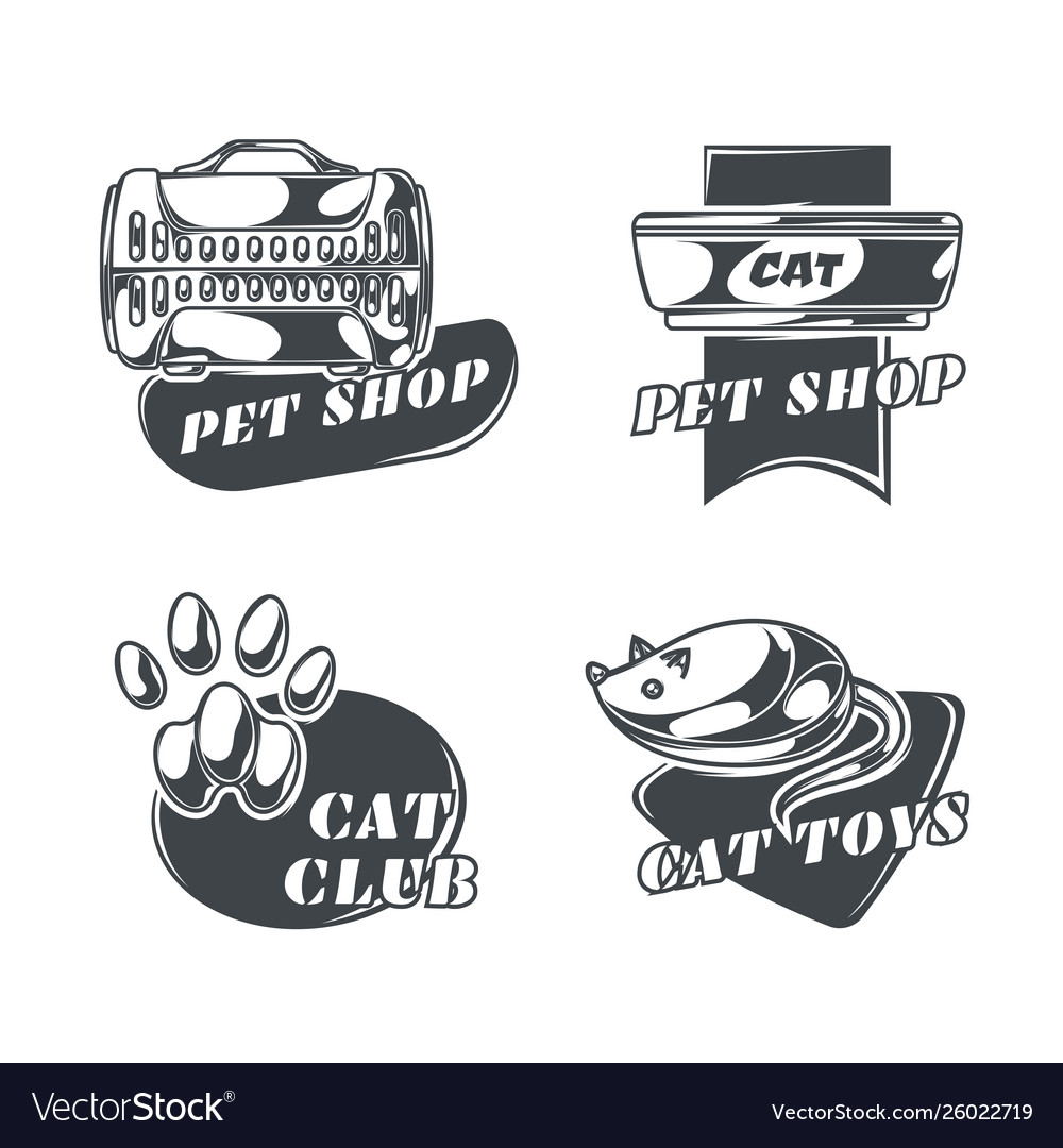 Set cats emblems labels badges logos Royalty Free Vector