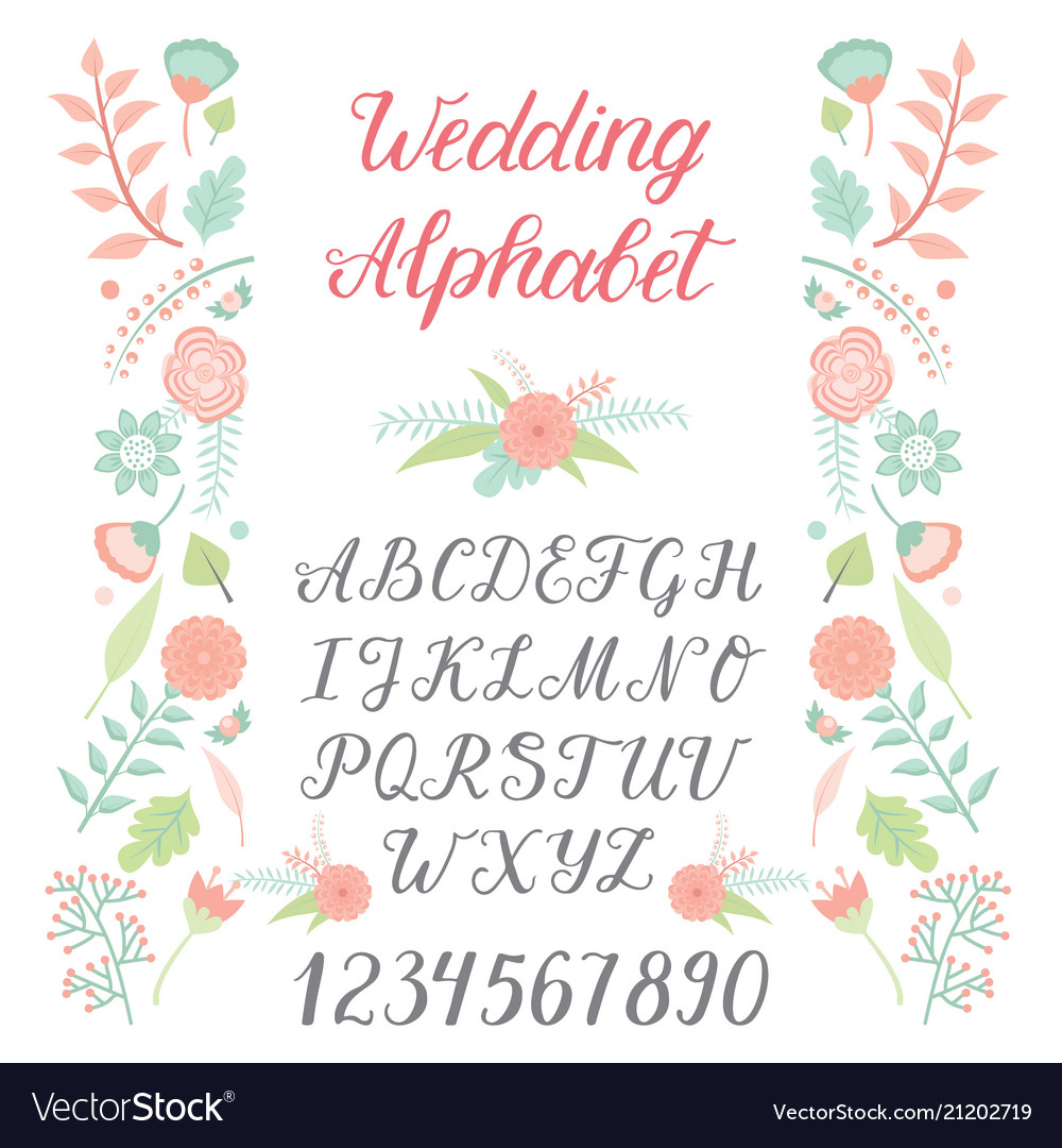 Wedding day ceremony alphabet text celebration