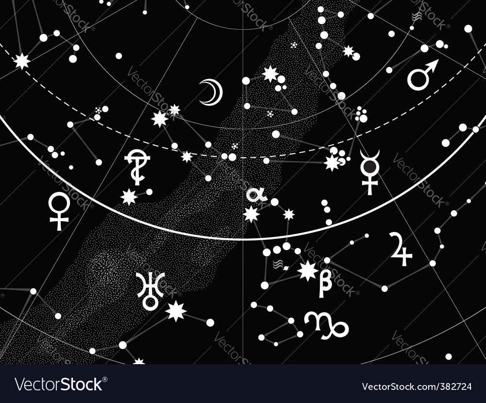 Astronomical celestial atlas fragment Royalty Free Vector