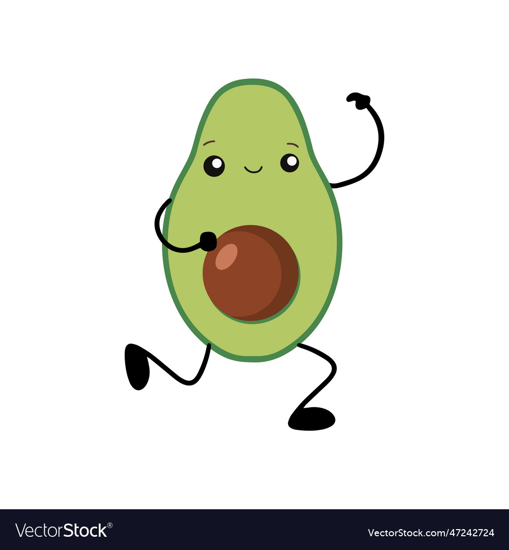 Avocado icon in kawaii style Royalty Free Vector Image