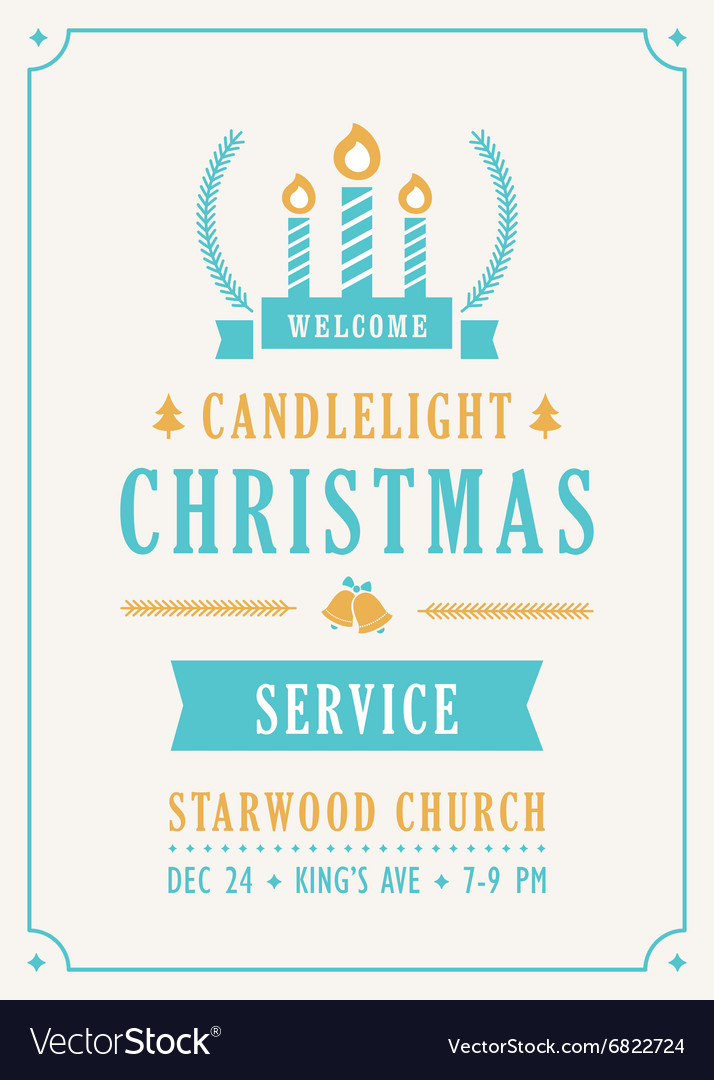 christmas candlelight service church invitation vector image