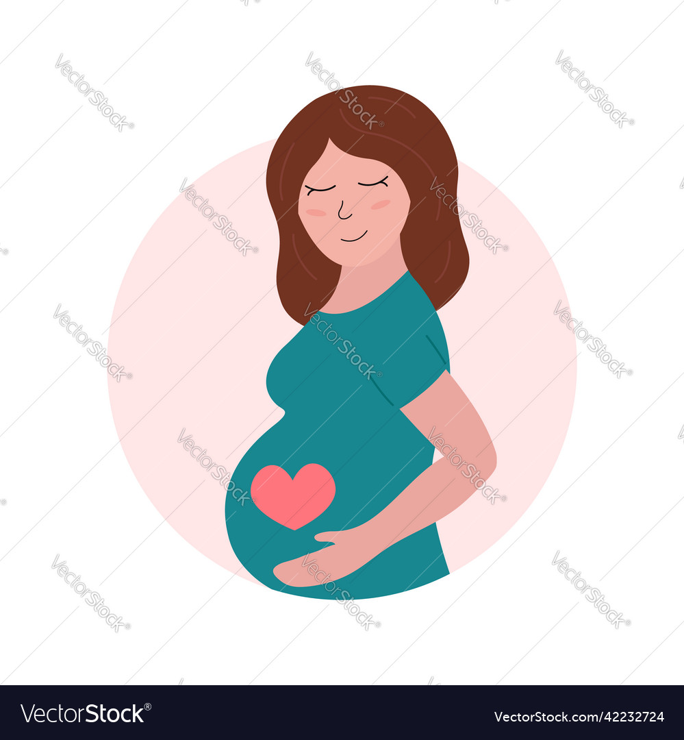 Cute pregnant woman happy pregnancy concept flat