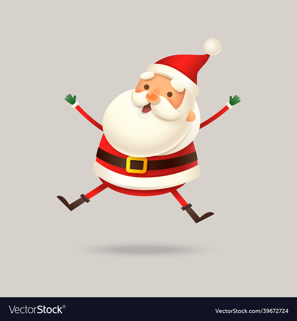 Cute santa claus jumping - happy expression vector image Cute santa claus jumping - happy expression
