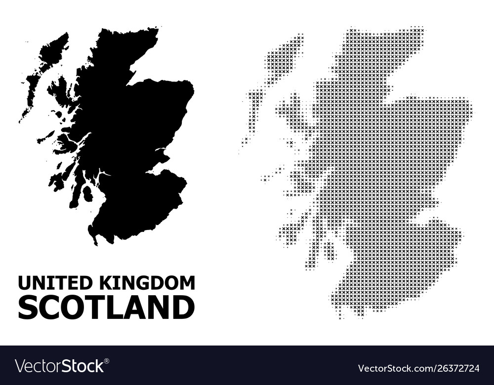 Halftone pattern and solid map scotland Royalty Free Vector