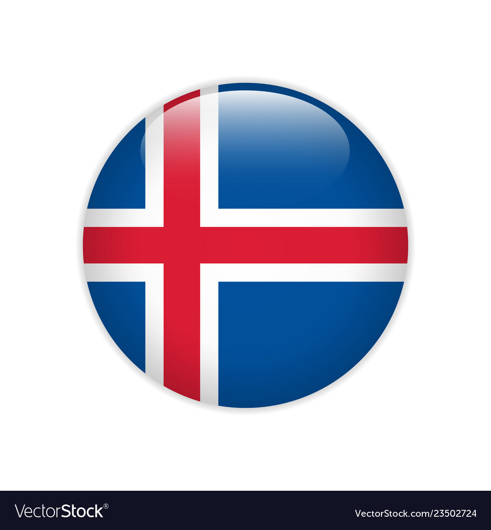 Iceland flag on button Royalty Free Vector Image