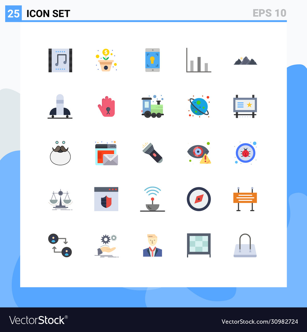 Mobile interface flat color set 25 pictograms Vector Image