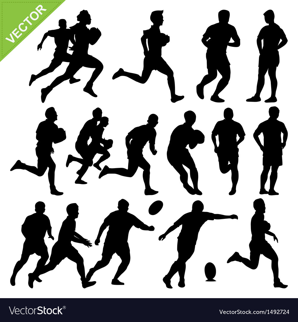 Rugplayer silhouettes Royalty Free Vector Image