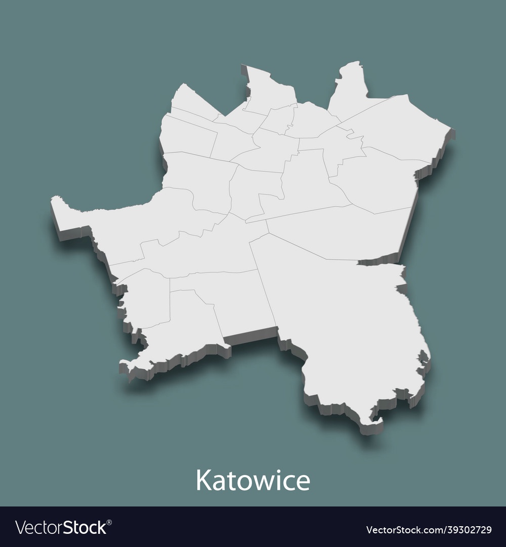 3d isometric map of katowice is a city of poland Vector Image