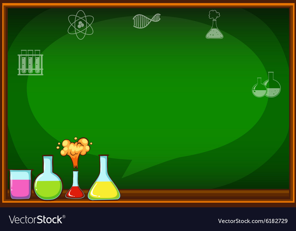 Blackboard with flasks and chemical Royalty Free Vector