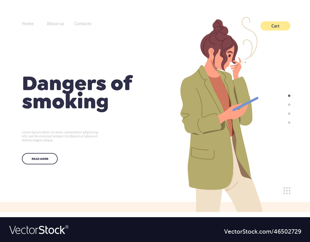 Danger of smoking concept for landing page Vector Image