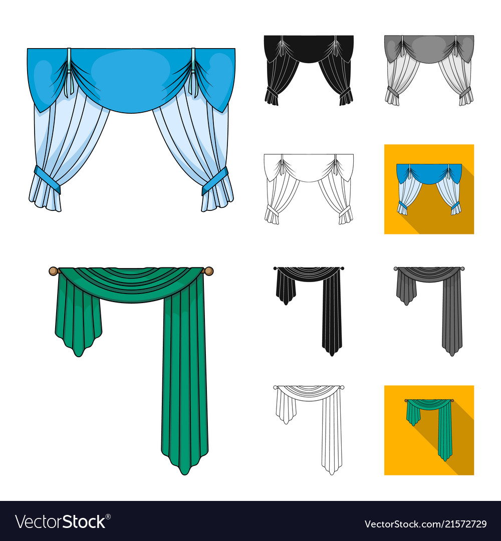 Different kinds of curtains cartoonblackflat Vector Image Different kinds of curtains cartoonblackflat Vector Image