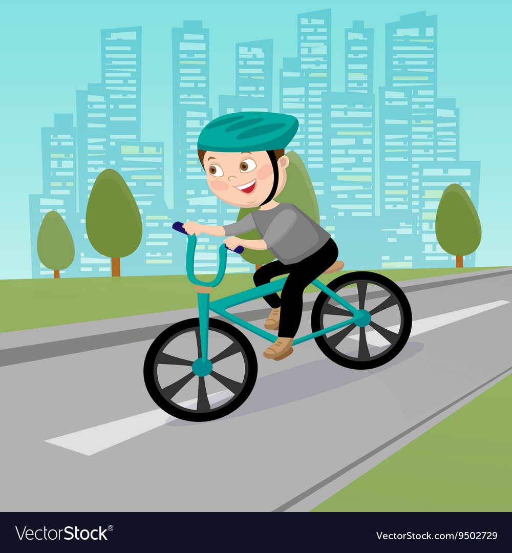 A boy fashion riding a bicycle