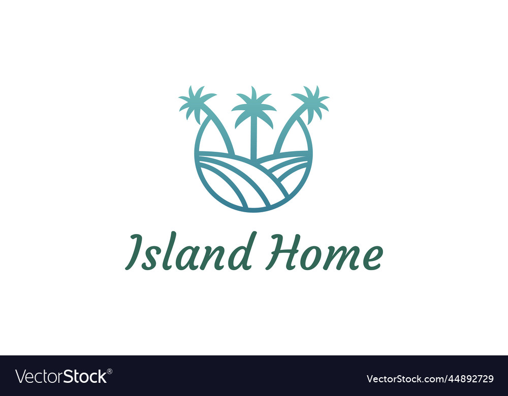 Ocean waves and palm tree combined with simple Vector Image
