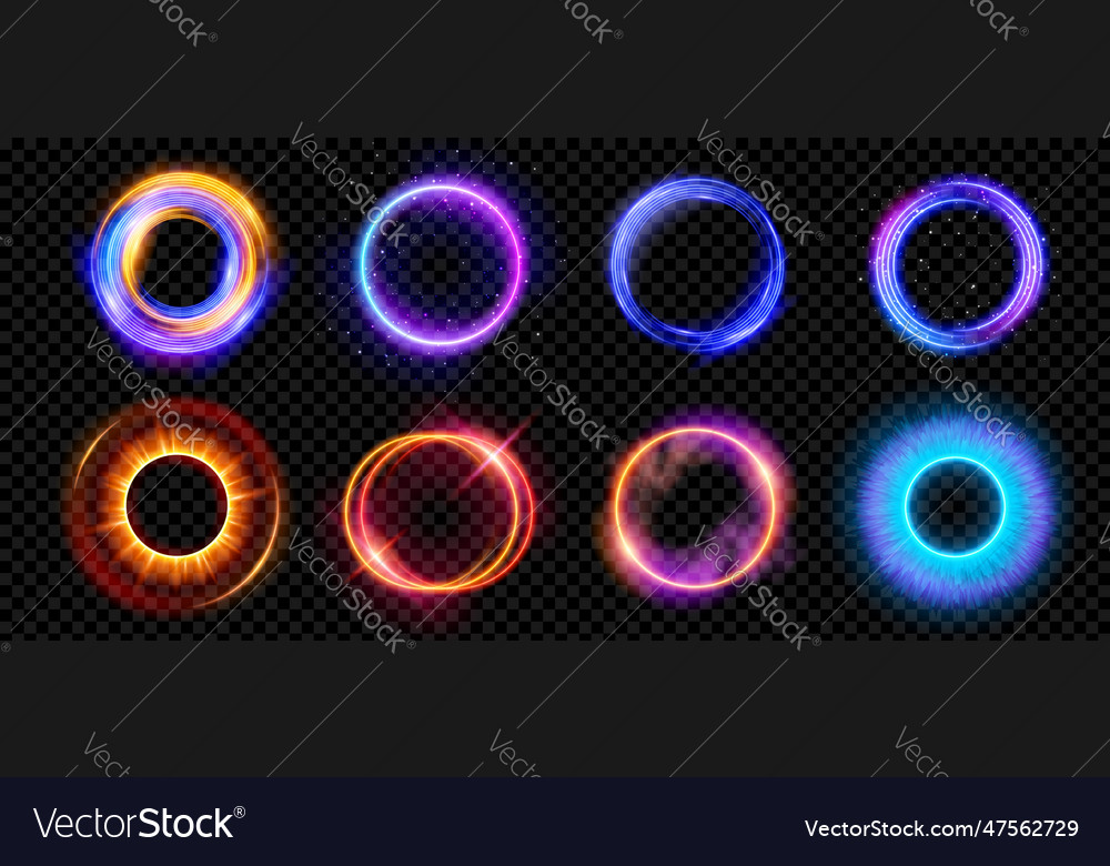 Optical halo flares with neon light effect Vector Image