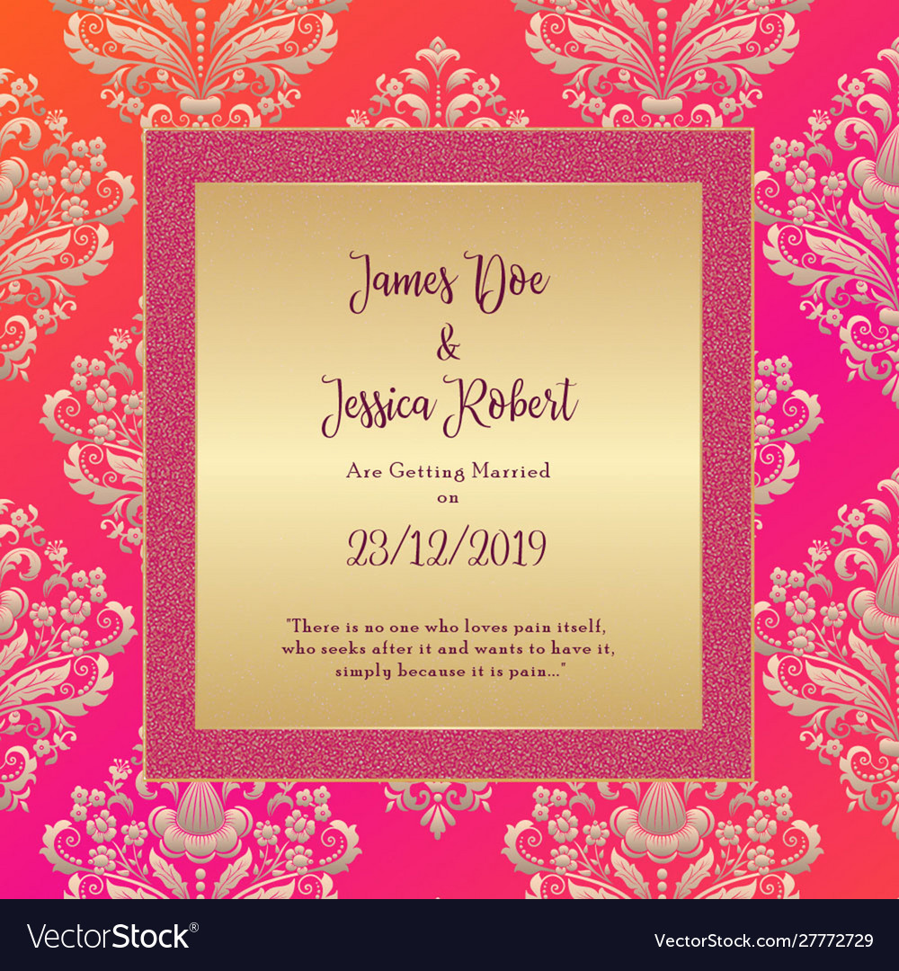 Royal wedding invitation card template Royalty Free Vector