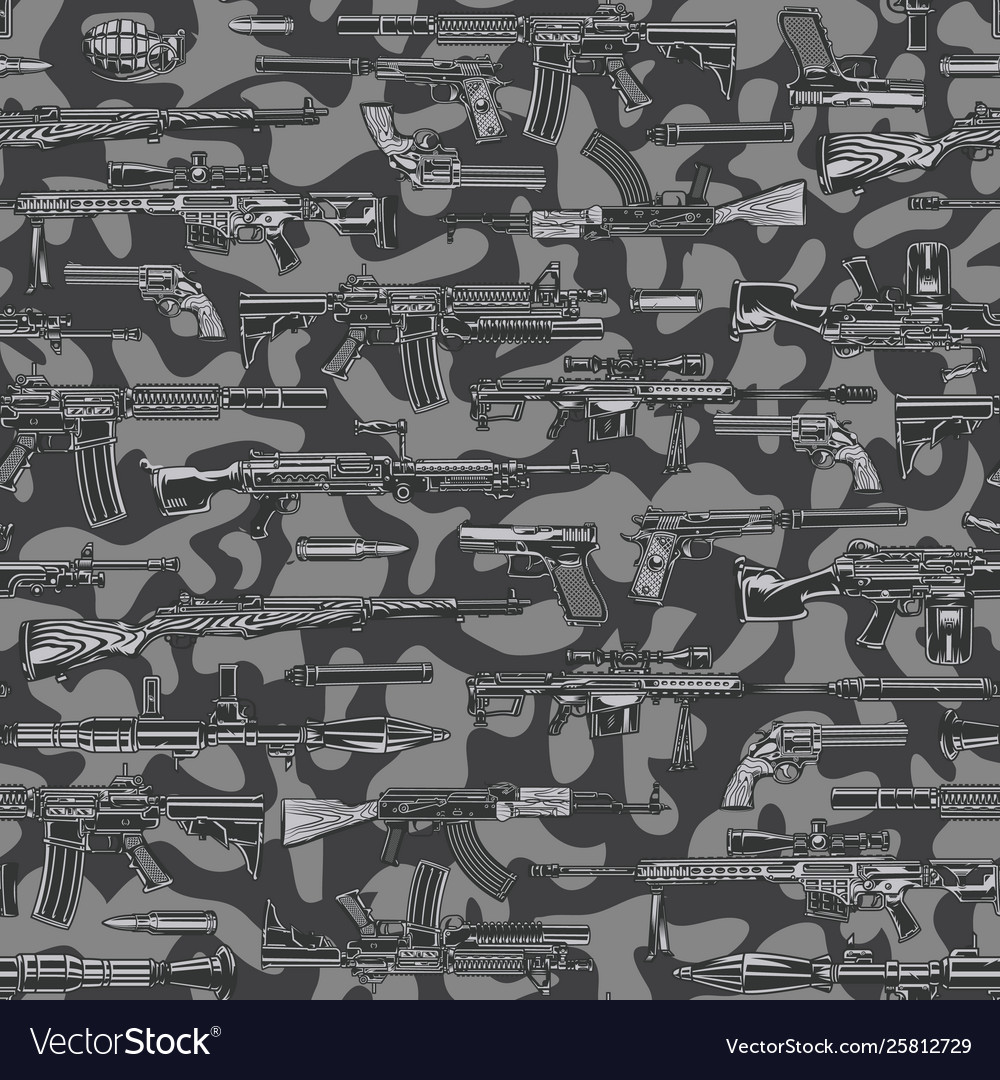 Vintage military monochrome seamless pattern Vector Image