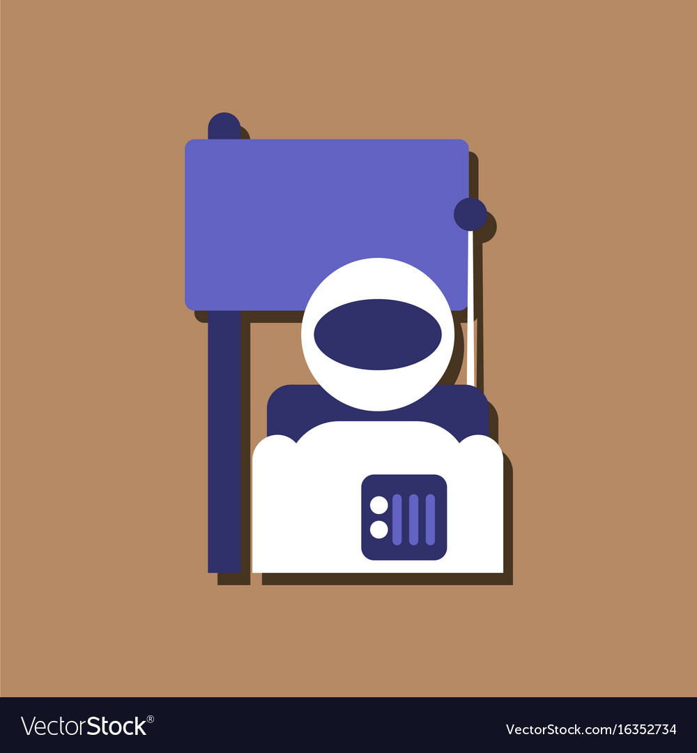 Flat Icon Design Collection Astronaut And Flag In Vector Image