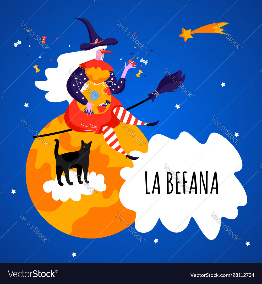 Befana Flat Vector Design Illustration Stock Illustration