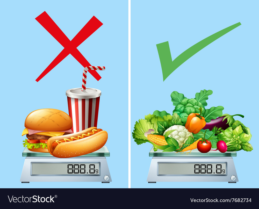 Healthy food versus junkfood Royalty Free Vector Image