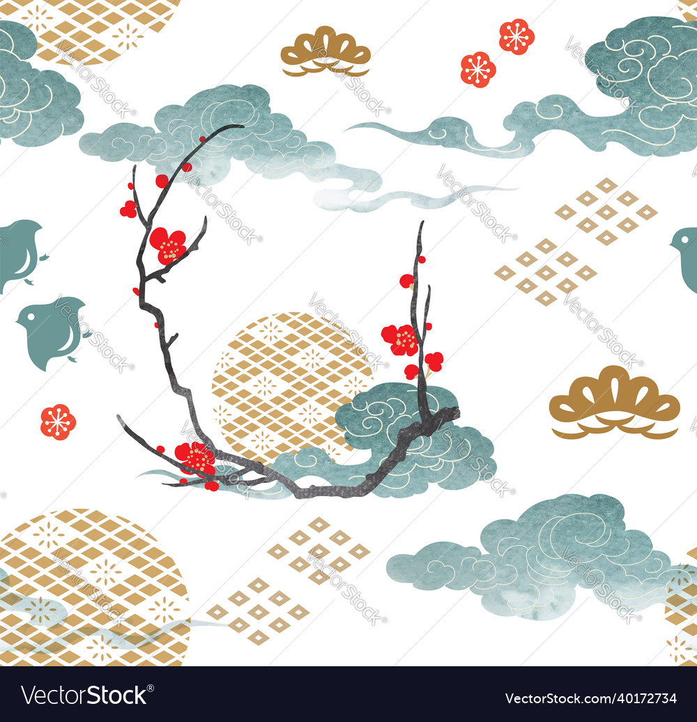 Japanese seamless pattern with abstract art vector image Japanese seamless pattern with abstract art