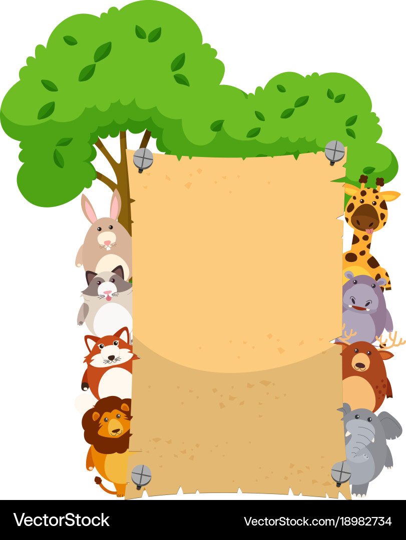 Paper template with cute animals on both sides Vector Image