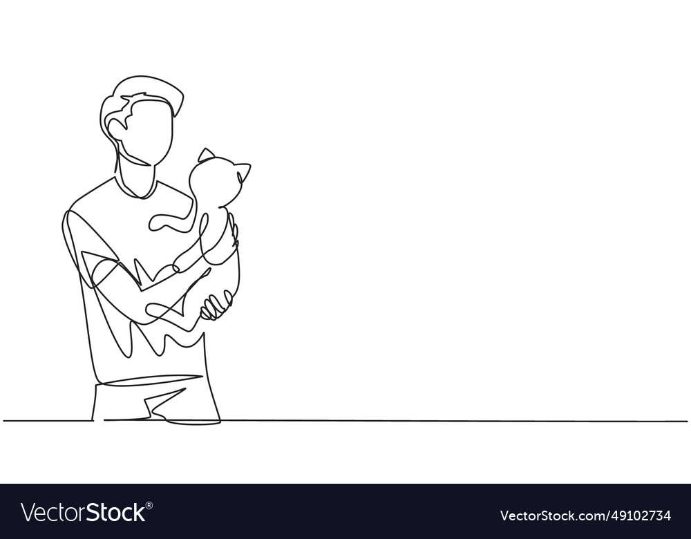 Single one line drawing of young handsome man Vector Image