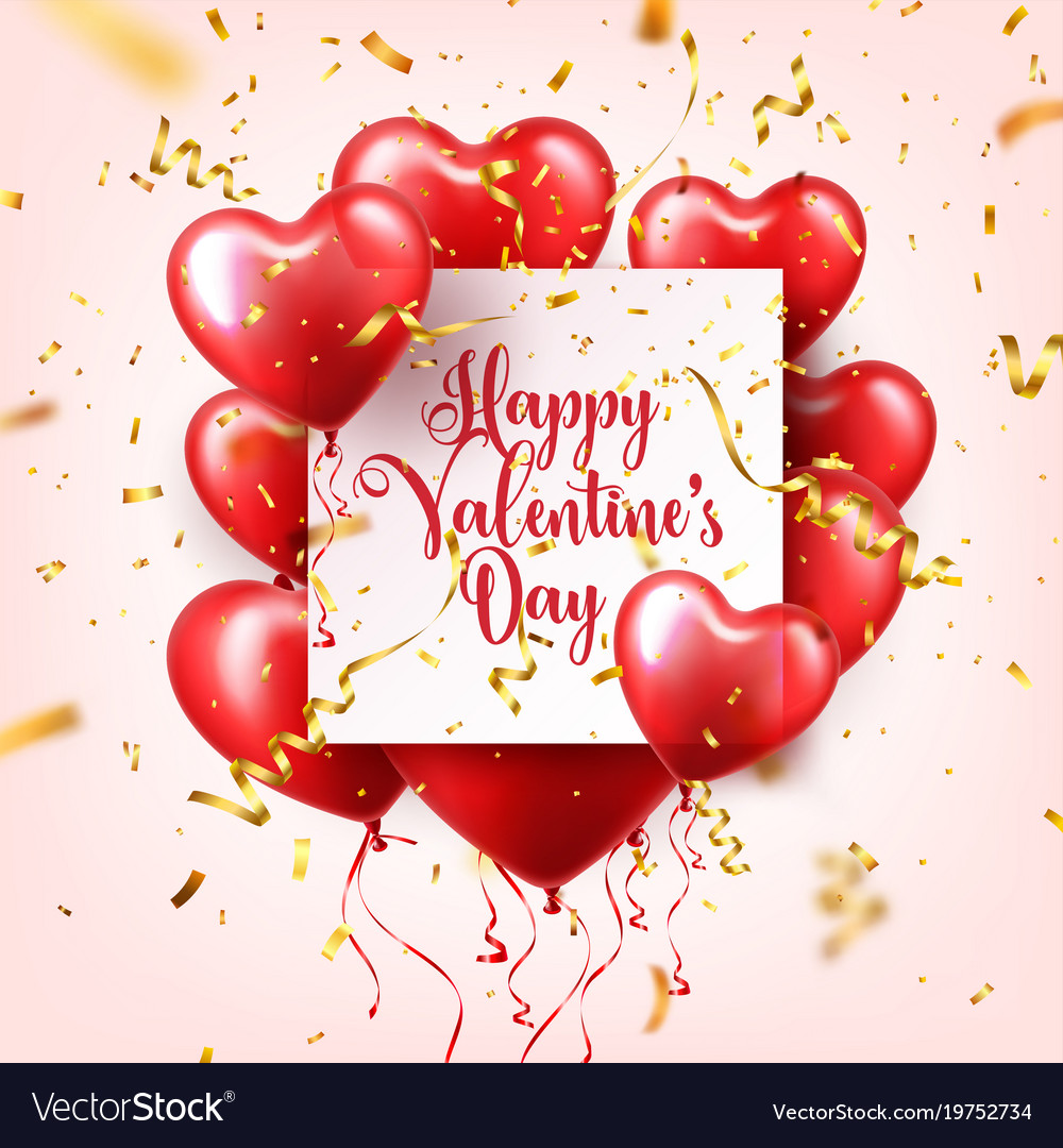 Valentines day abstract background with red 3d Vector Image