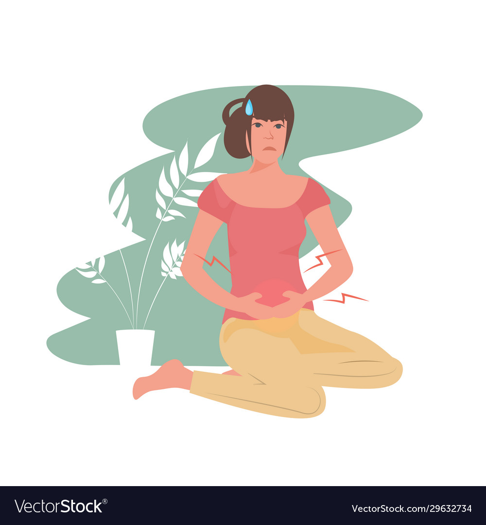 Woman suffering from abdominal pain injury Vector Image