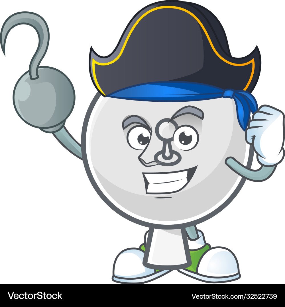 Calm one hand pirate satellite dish wearing hat Vector Image